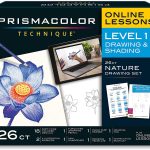 Prismacolor Technique, Art Supplies and Digital Art Lessons, Nature Drawing Set, Level 3, Learn to Draw with Colored Pencils, and More, Includes Artist Roll Case, Waterfall Landscape Drawing, 28 Count